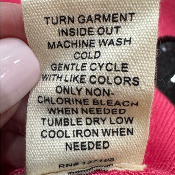 Marled by Reunited Clothing Pink Sweater with Black Sequin Hearts - Picture 11 of 11